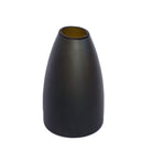 A matte obsidian round conical-shaped glass vase, shown on a plain white background.